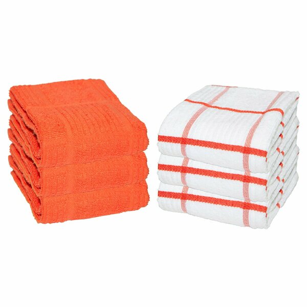 Monarch Brands Premier Kitchen Towels, Windowpane Pattern - Saffron, 6PK P-SC-KT6-WISAF